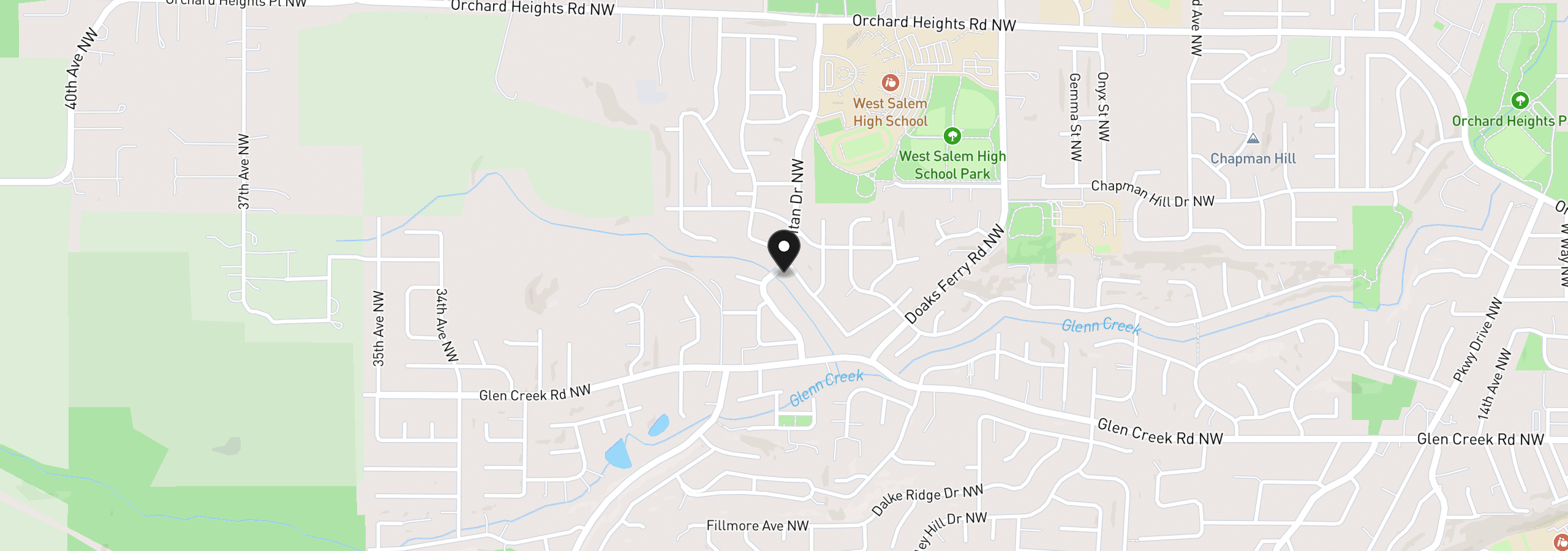 Map showing the location of 1395 NW West Meadows Dr, Salem, OR 97304