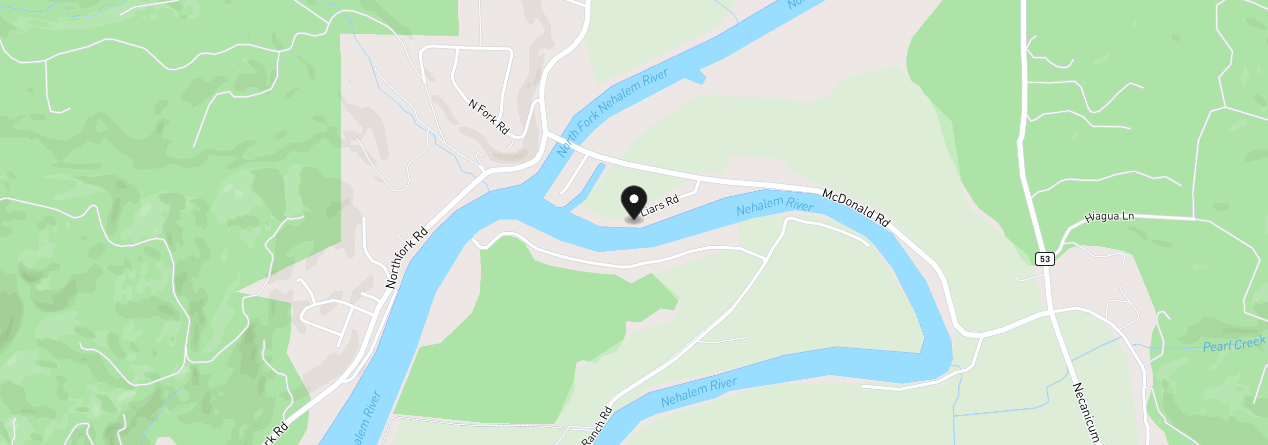 Map showing the location of 15515 Liars Lair Rd, Nehalem, OR 97131