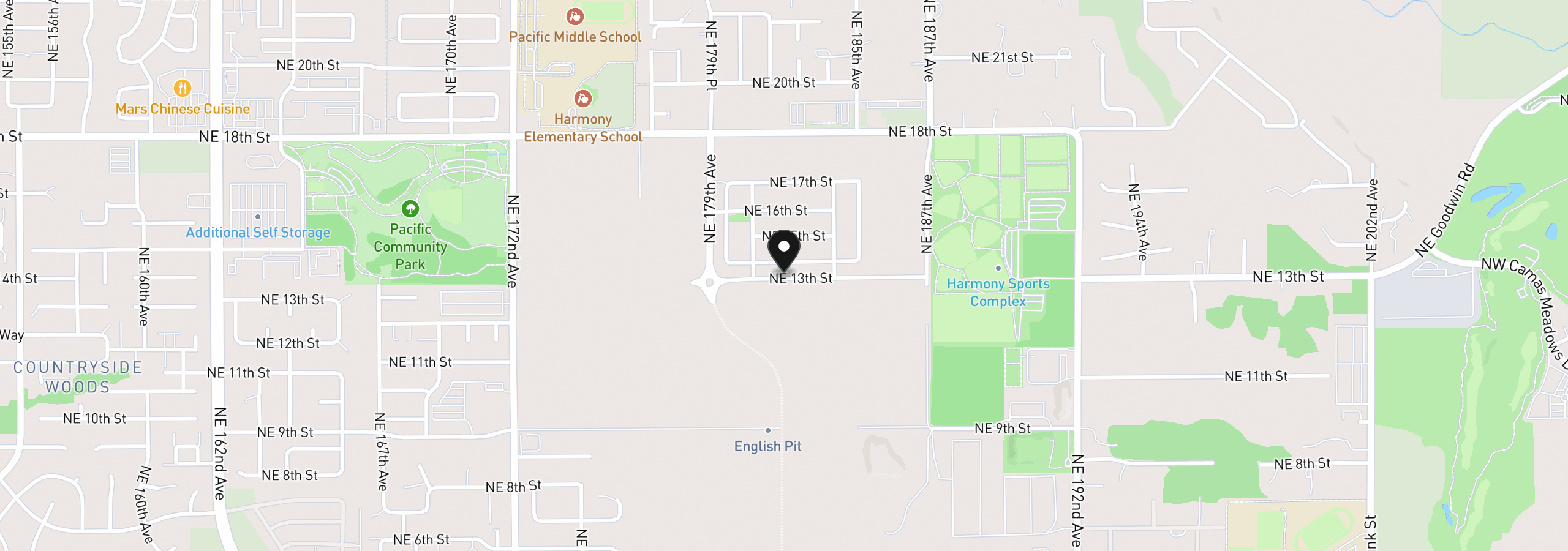 Map showing the location of 18111 NE 14th St, Vancouver, Wa 98684
