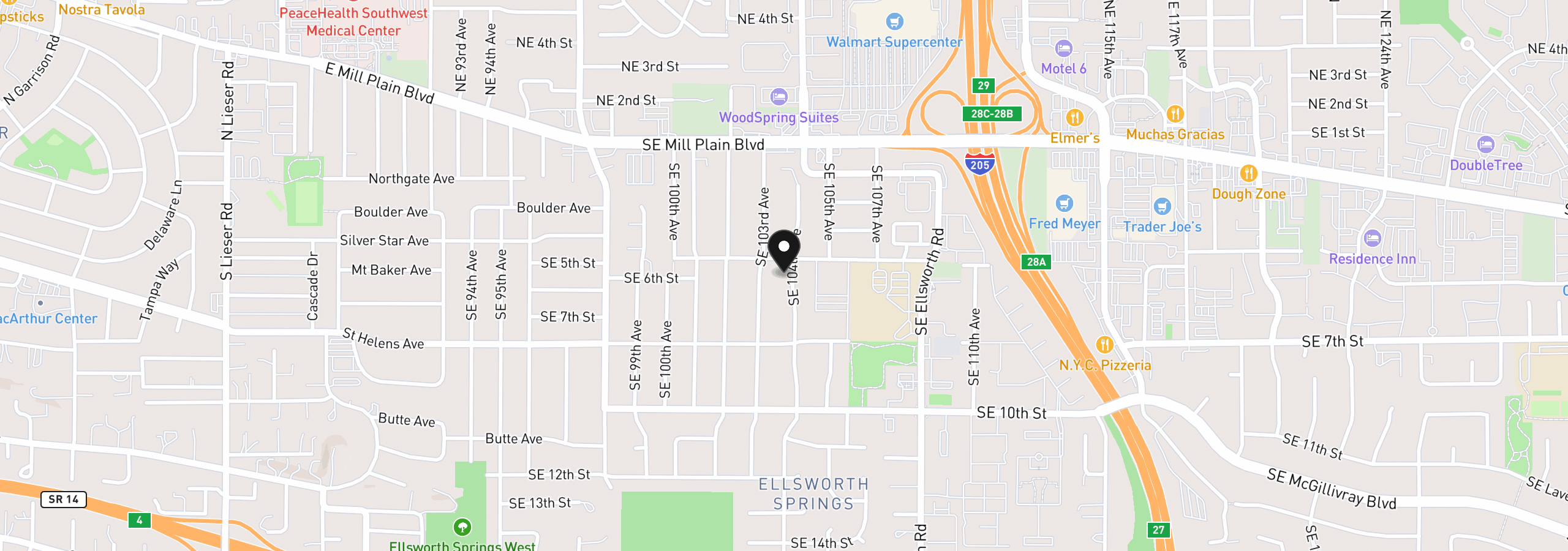 Map showing the location of 504 SE 104th Ave, Vancouver, Wa 98664