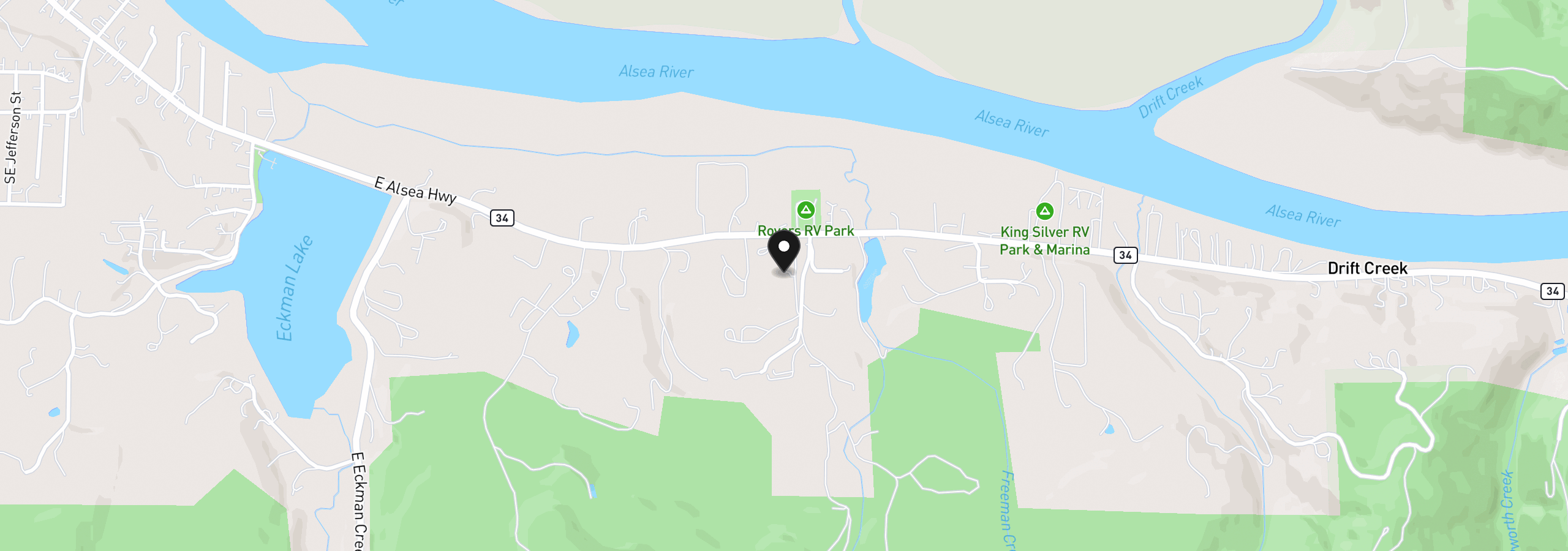 Map showing the location of 3296 E Alsea Hwy, Waldport, OR 97394