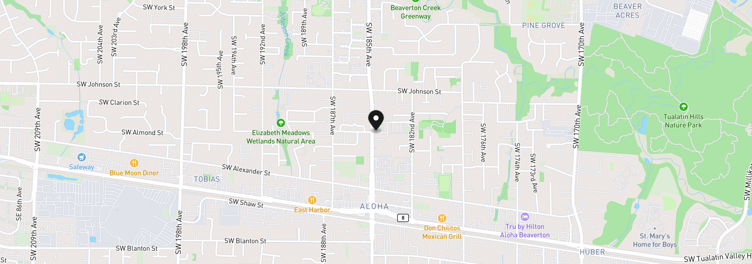 Map showing the location of 2997 SW Lars Ter, Beaverton, OR 97003
