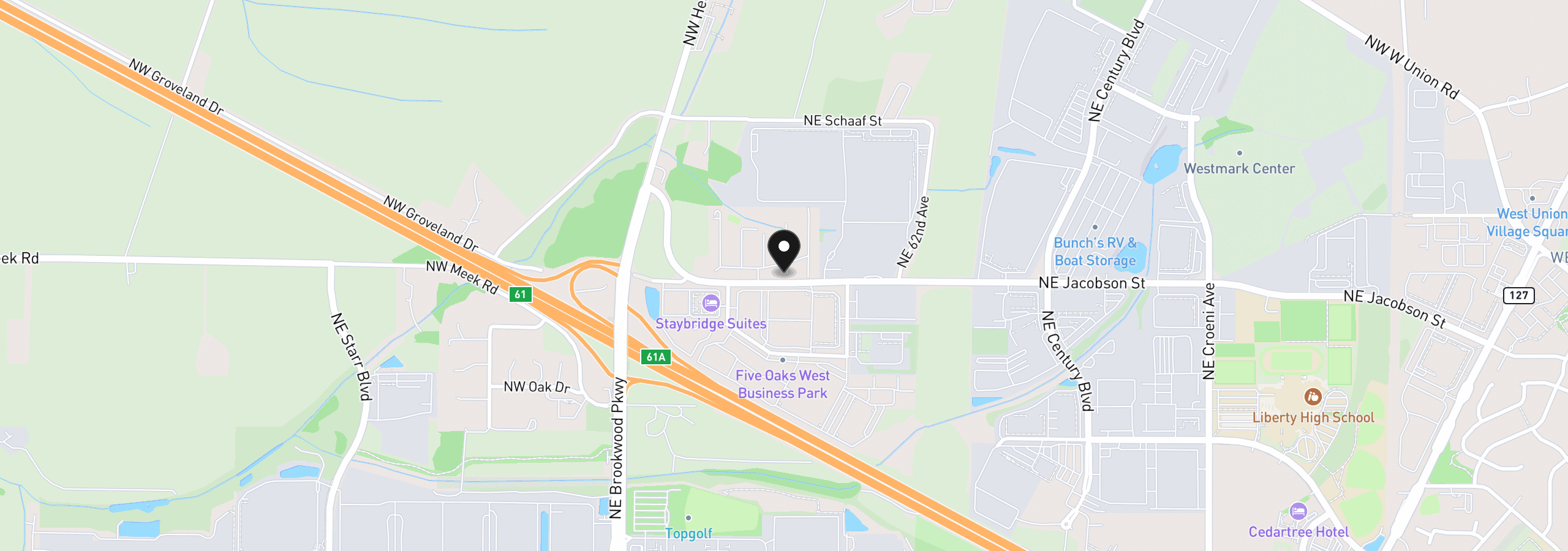 Map showing the location of 5885 NE Jacobson St 39, Hillsboro, OR 97124