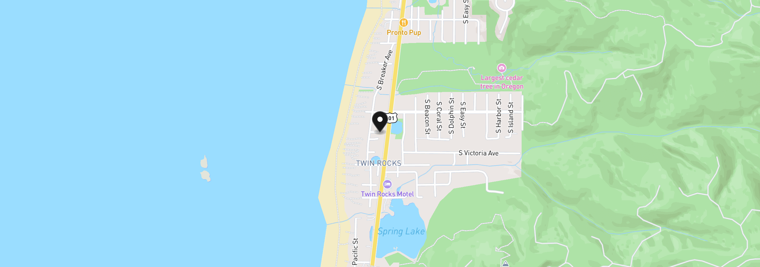 Map showing the location of 1062 S Breaker Ave, Rockaway Beach, OR 97136