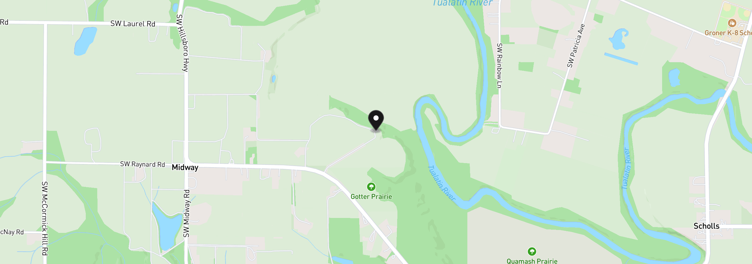 Map showing the location of 15060 SW Hillsboro Hwy, Hillsboro, OR 97123