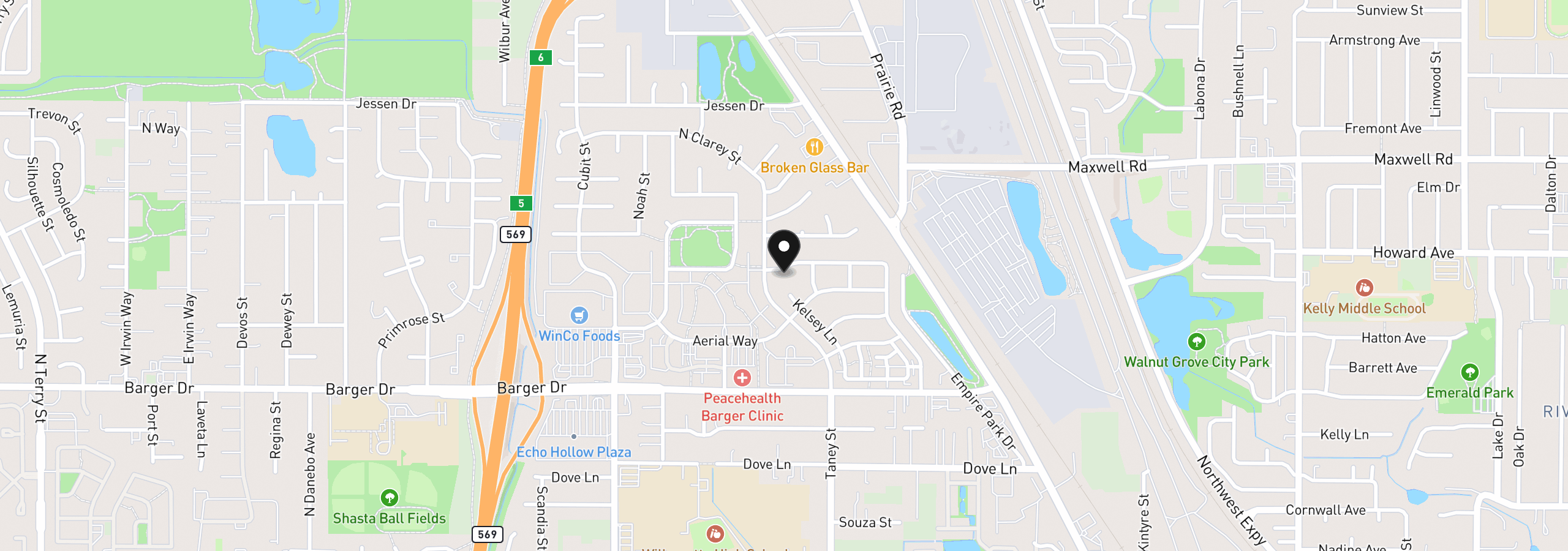 Map showing the location of 3988 Century Dr, Eugene, OR 97402