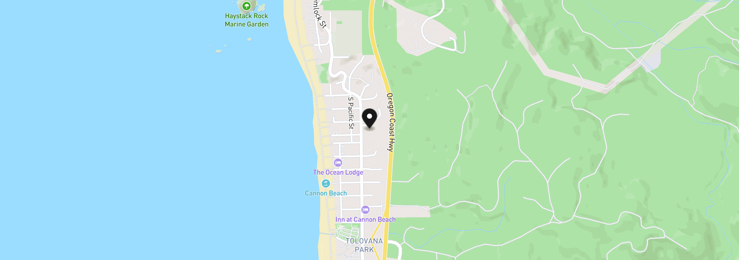 Map showing the location of 143 E Tanana Ave, Cannon Beach, OR 97110