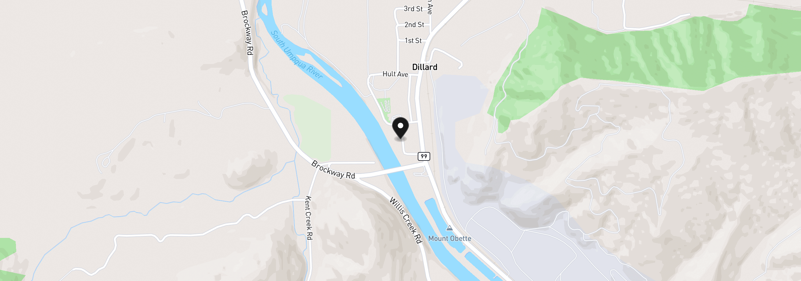 Map showing the location of 206 Church St, Dillard, OR 97432