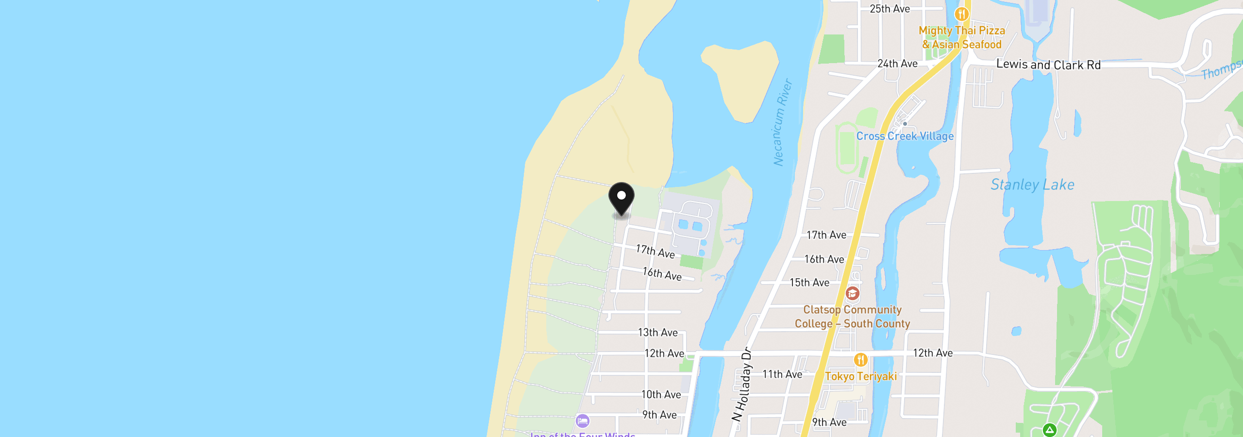 Map showing the location of 1807 N Prom, Seaside, OR 97138