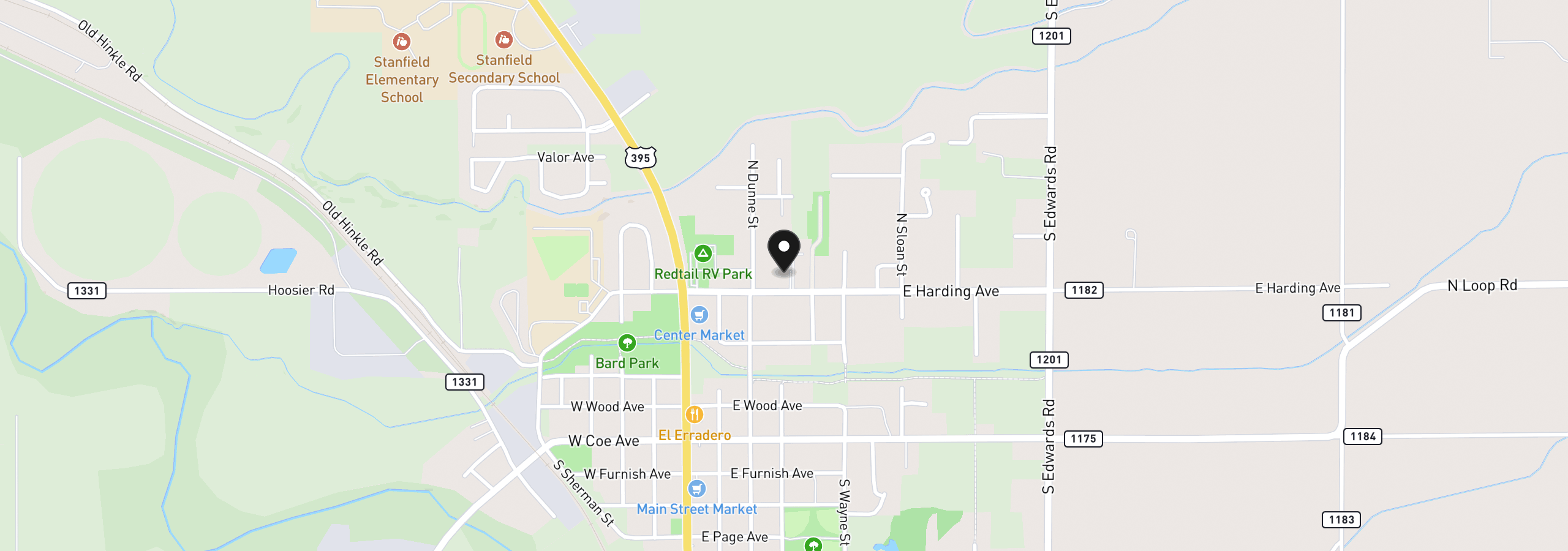 Map showing the location of 600 N Earl St, Stanfield, OR 97875