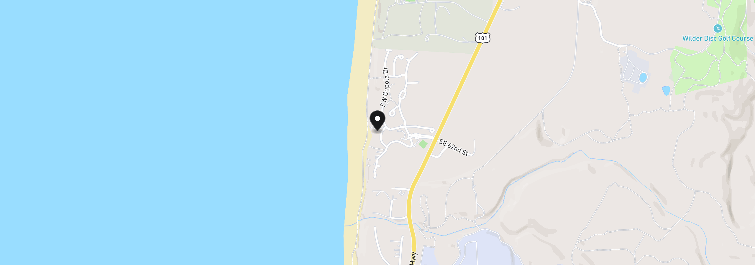 Map showing the location of SW Cupola Pl 132, South Beach, OR 97366