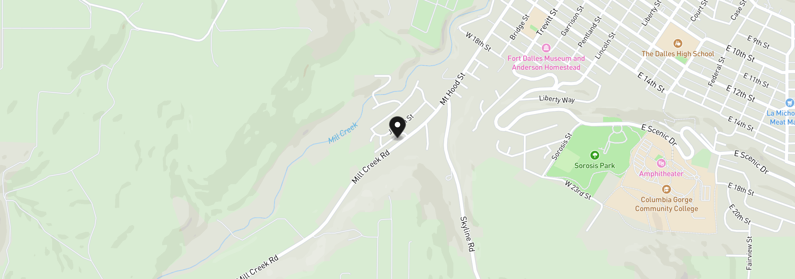Map showing the location of 2526 Denton St, The Dalles, OR 97058