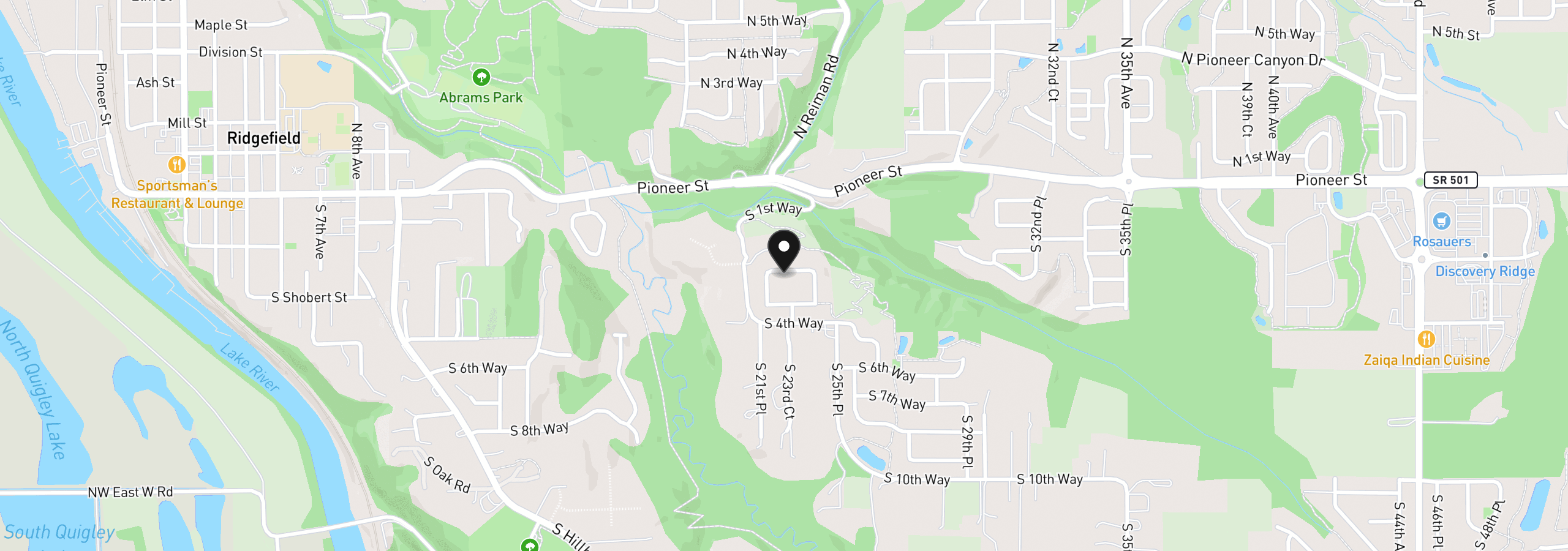 Map showing the location of 2223 S 2nd Way, Ridgefield, Wa 98642