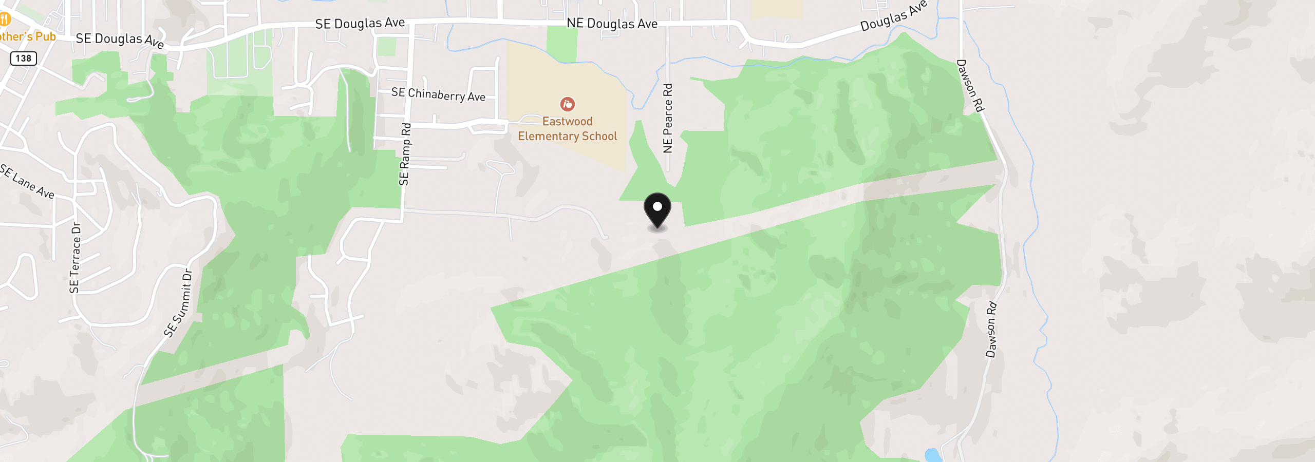 Map showing the location of 1 NE Pearce Rd 1, Roseburg, OR 97470