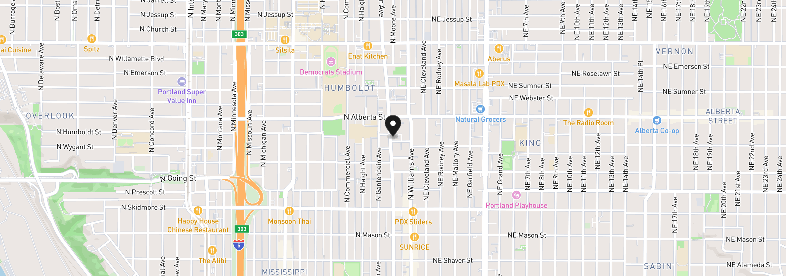 Map showing the location of 4822 N Vancouver Ave, Portland, OR 97217
