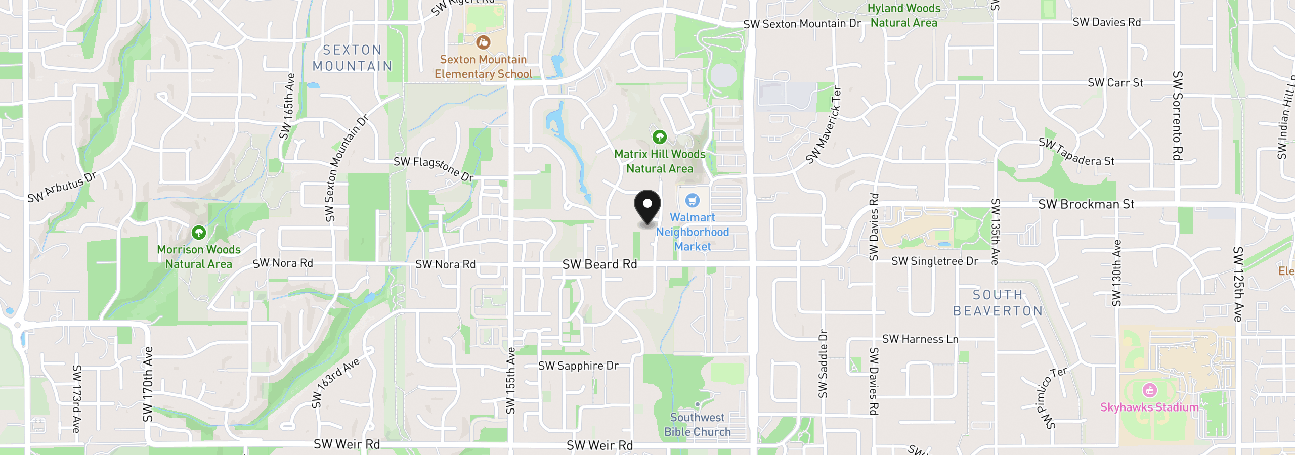 Map showing the location of 14934 SW Emerald Ct, Beaverton, OR 97007