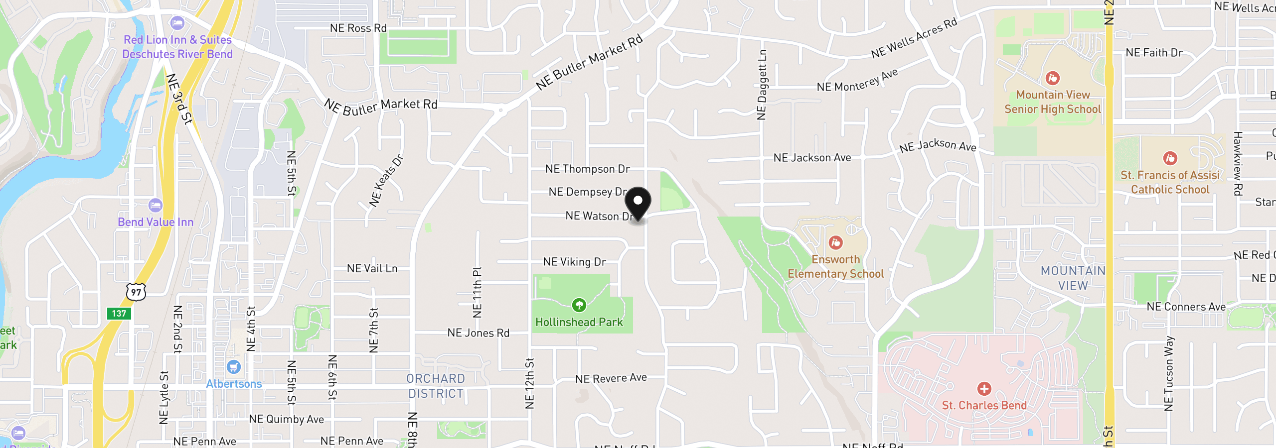 Map showing the location of 2245 NE Shepard Rd, Bend, OR 97701