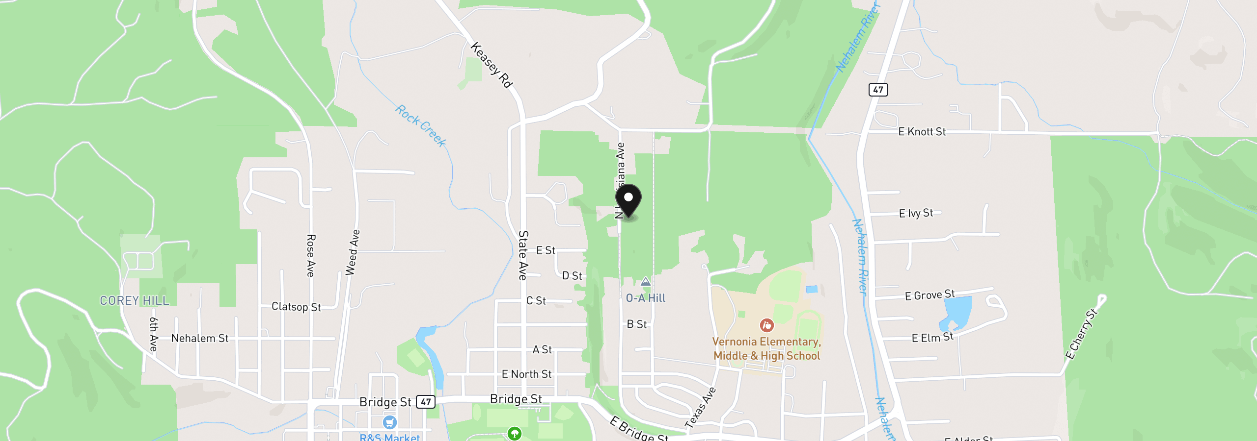 Map showing the location of 0000 N Louisiana Ave, Vernonia, OR 97064