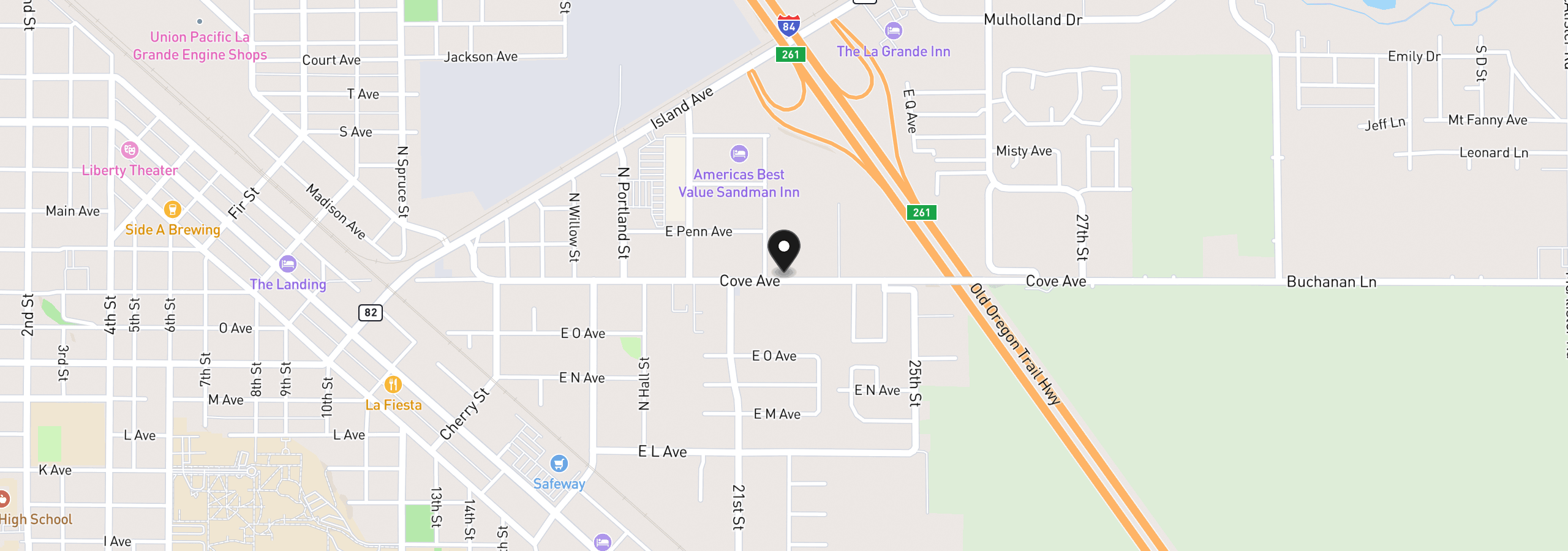 Map showing the location of 2505 Cove Ave, La Grande, OR 97850