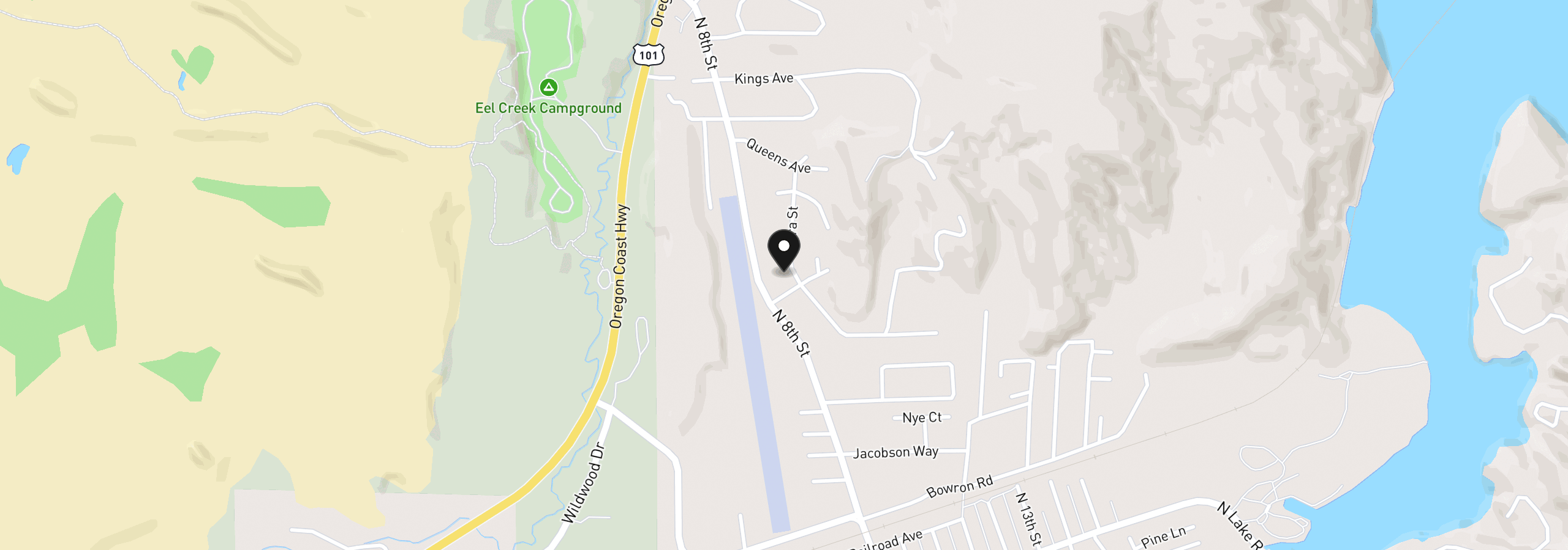 Map showing the location of 615 Tiara St, Lakeside, OR 97449
