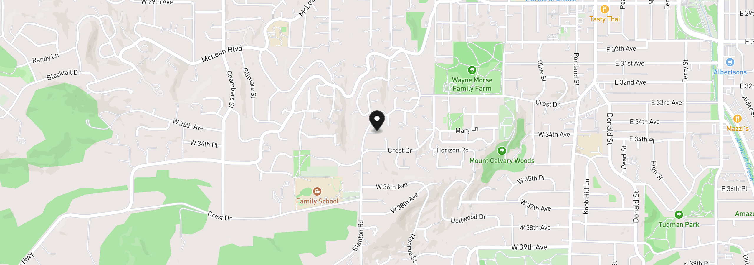 Map showing the location of 3437 Storey Blvd, Eugene, OR 97405