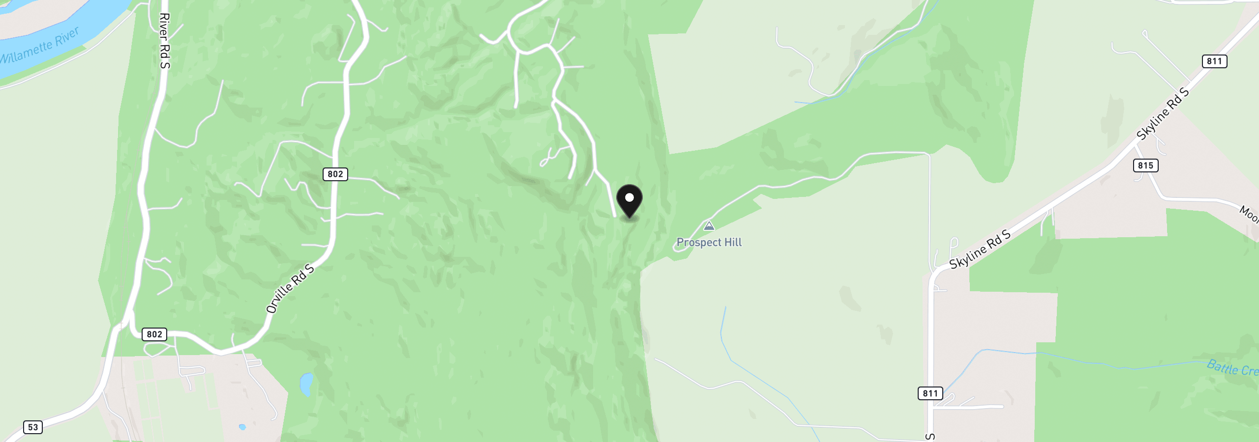 Map showing the location of 6894 Prospect Ridge Rd S, Salem, OR 97306