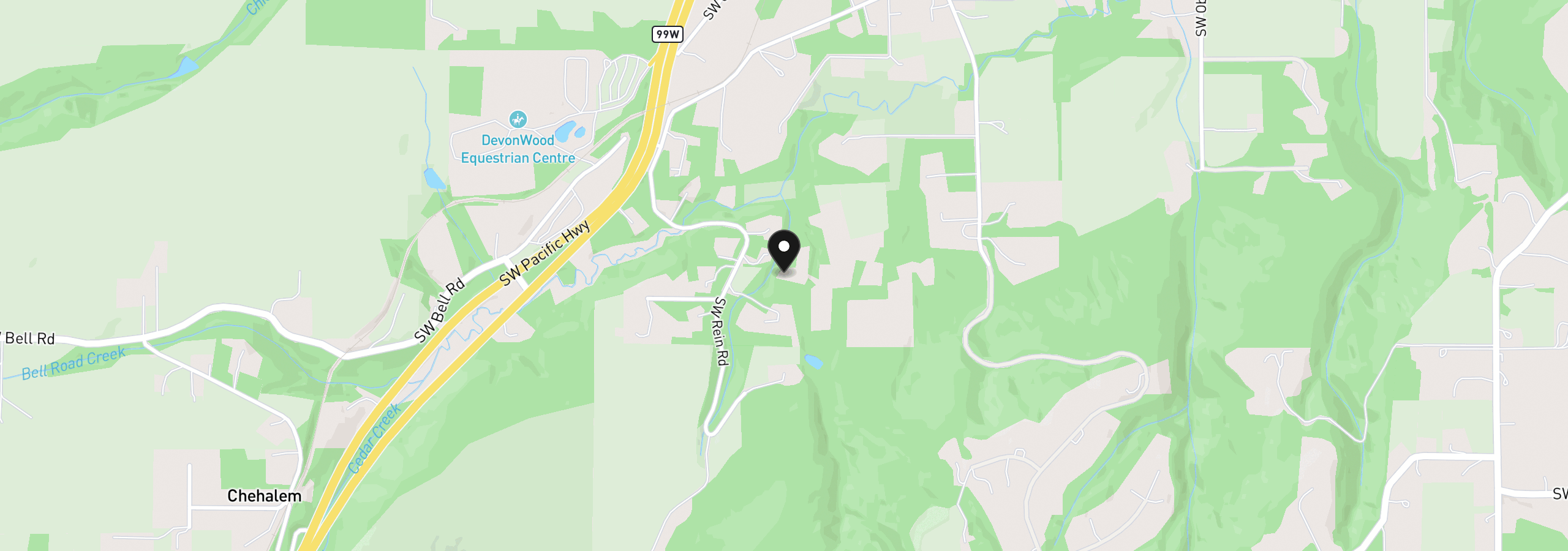 Map showing the location of 25800 SW Rein Rd, Sherwood, OR 97140
