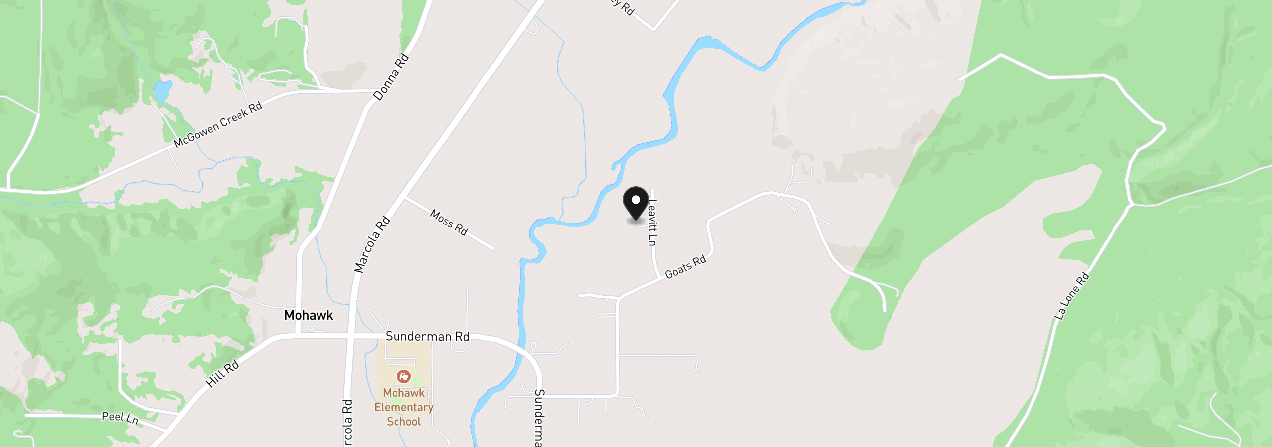 Map showing the location of 91240 Leavitt Ln, Springfield, OR 97478