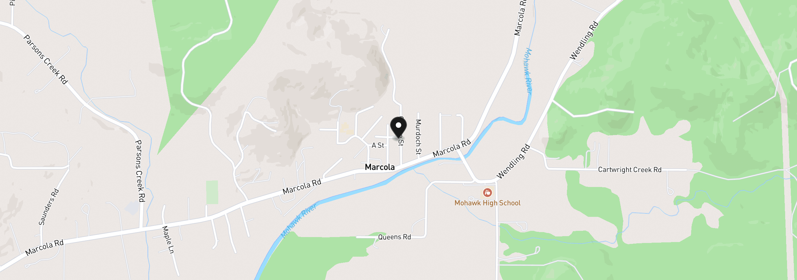 Map showing the location of 38132 B St, Marcola, OR 97454