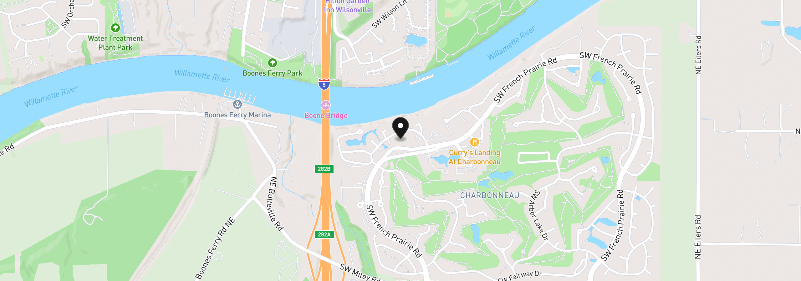 Map showing the location of 8540 SW Curry Dr #D, Wilsonville, OR 97070