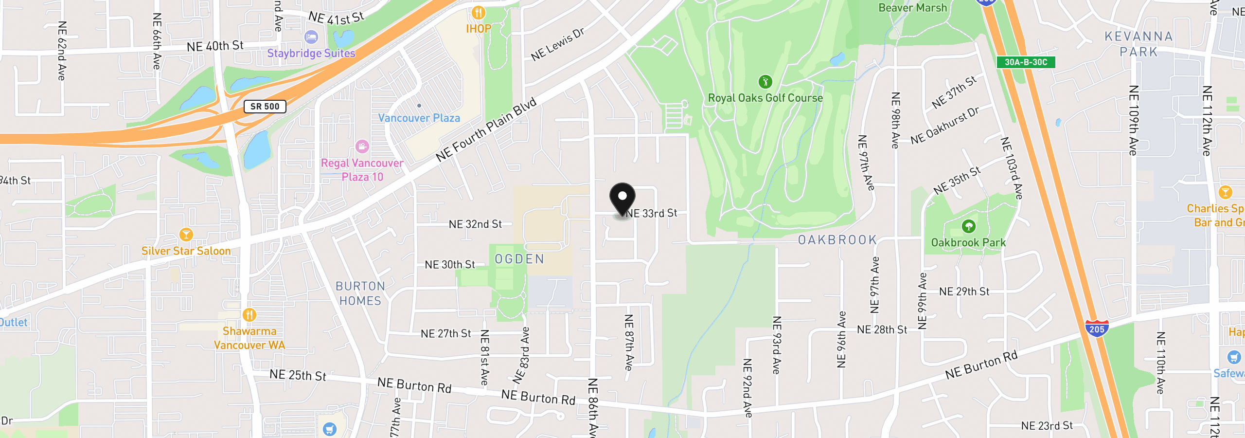 Map showing the location of 8615 NE 33rd St, Vancouver, Wa 98662