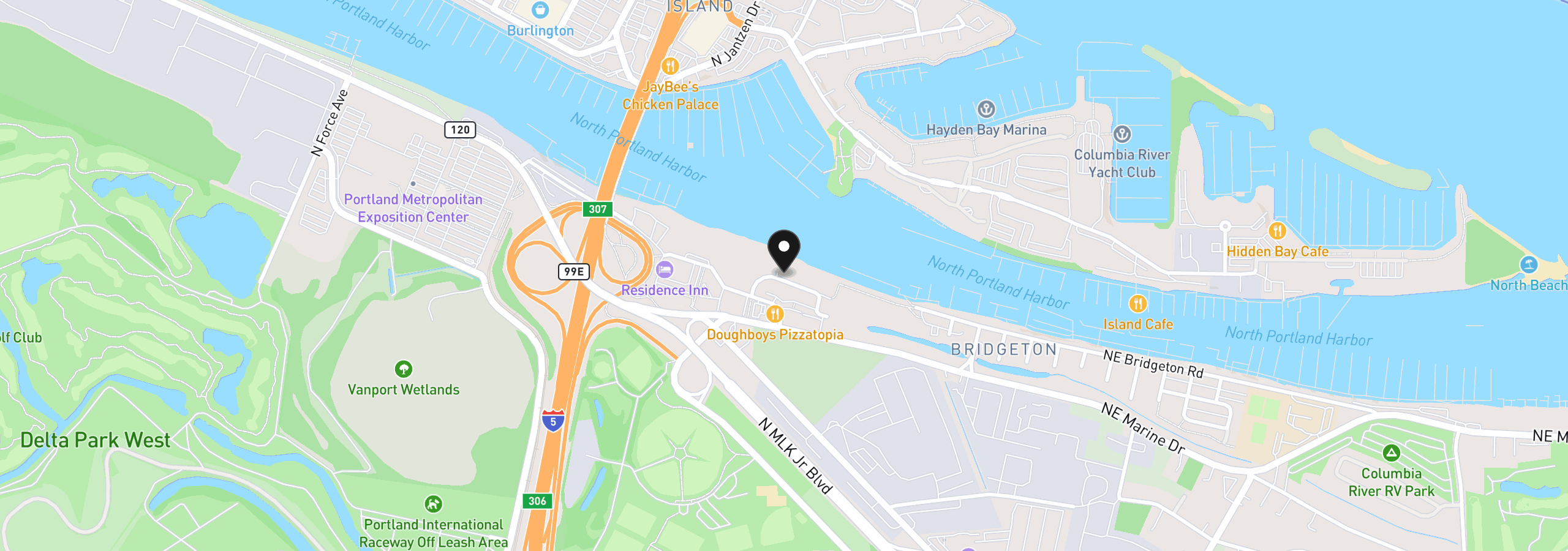 Map showing the location of 905 N Harbour Dr 32, Portland, OR 97217