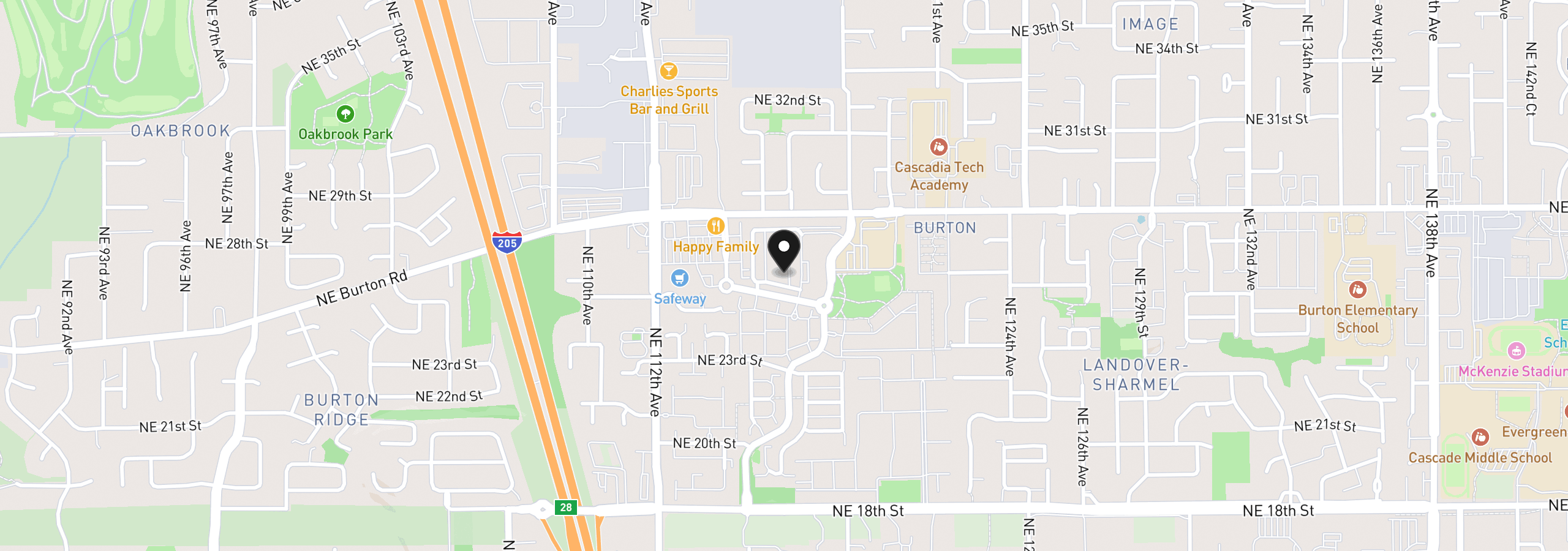 Map showing the location of 2611 NE 116th Pl, Vancouver, Wa 98684