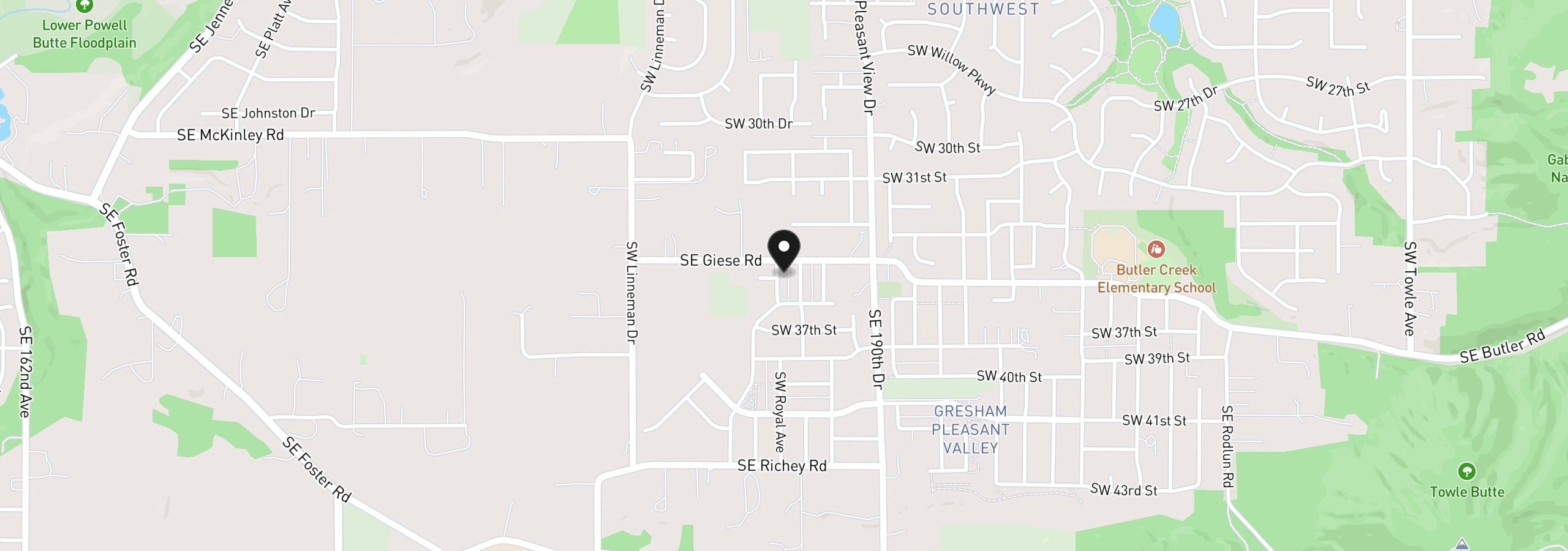 Map showing the location of 3531 SW Hartley Ave, Gresham, OR 97080