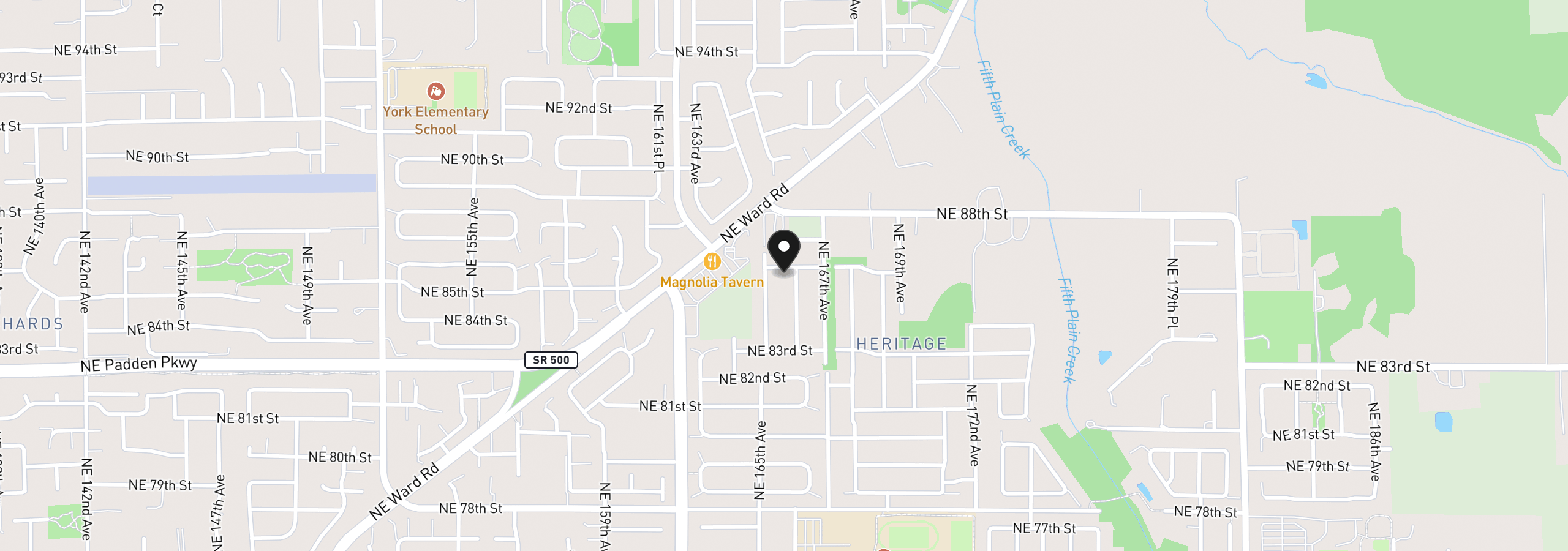 Map showing the location of 16511 NE 86th St, Vancouver, Wa 98682