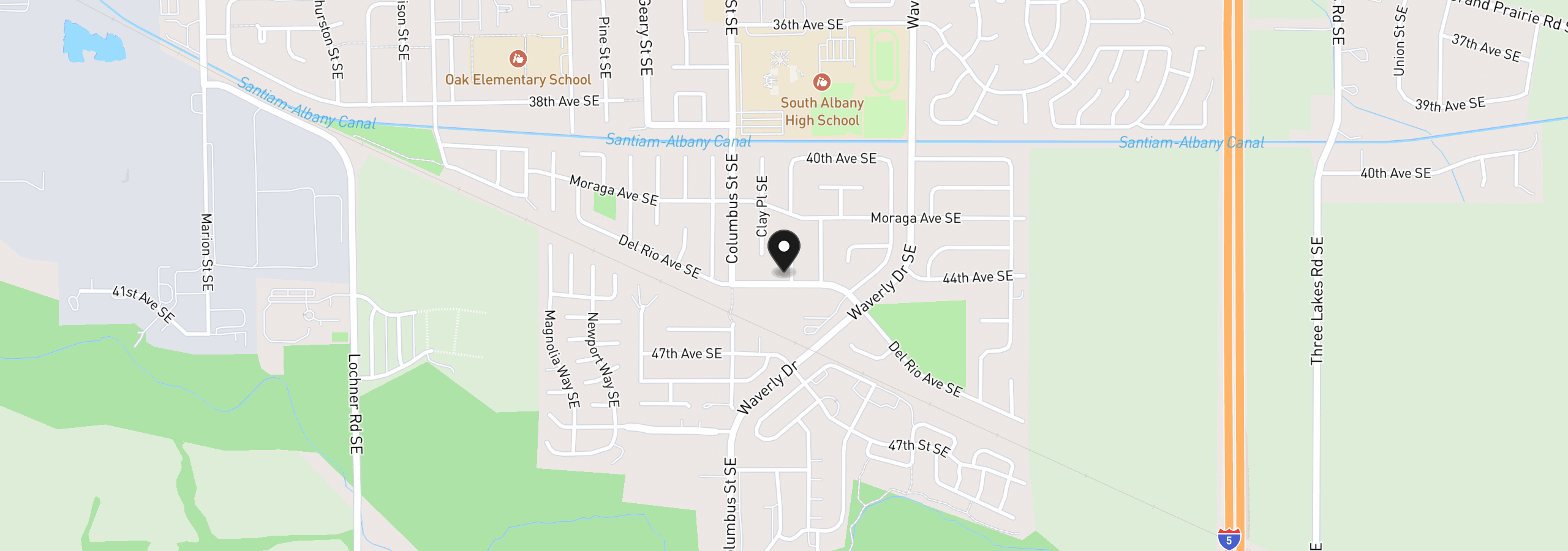 Map showing the location of 4410 Knotty Pine Ct, Sweet Home, OR 97386