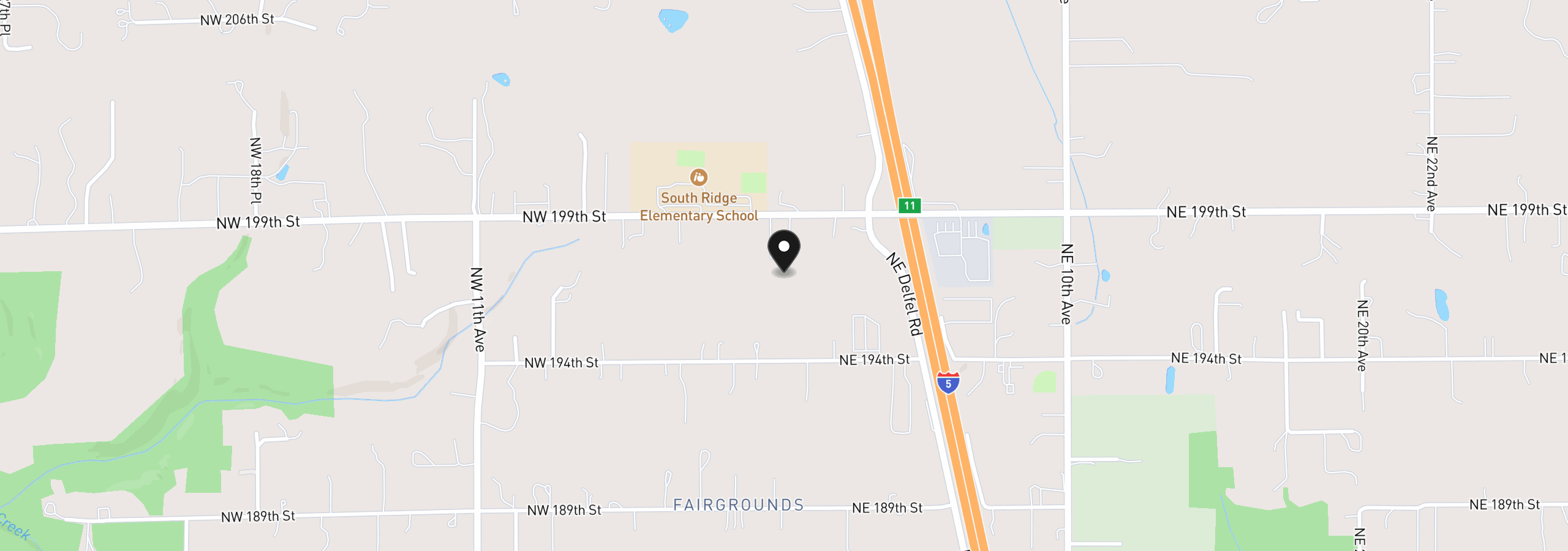 Map showing the location of 127 NW 199th St, Ridgefield, Wa 98642
