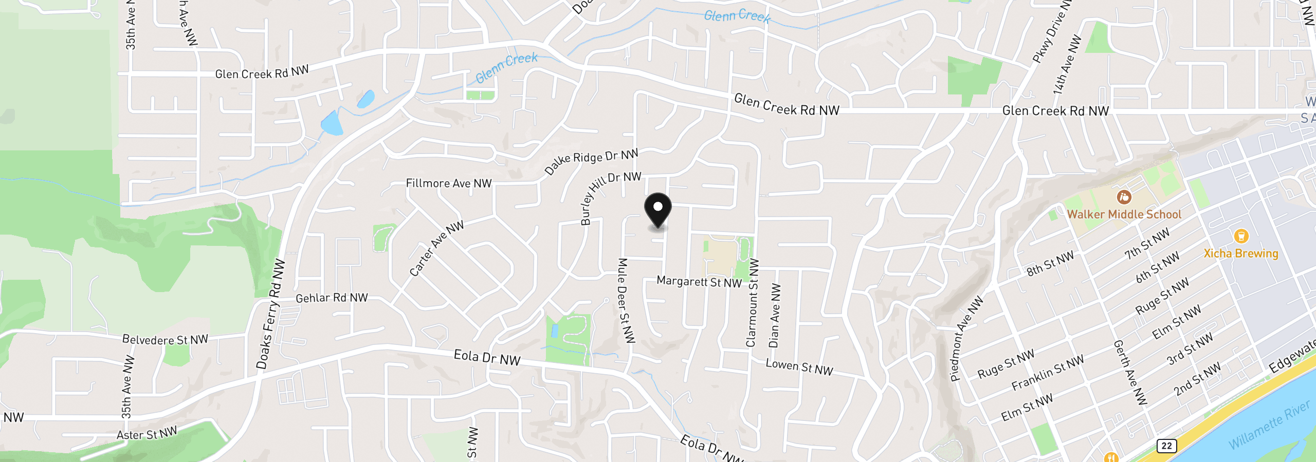 Map showing the location of 891 Whitetail Deer St, Salem, OR 97304