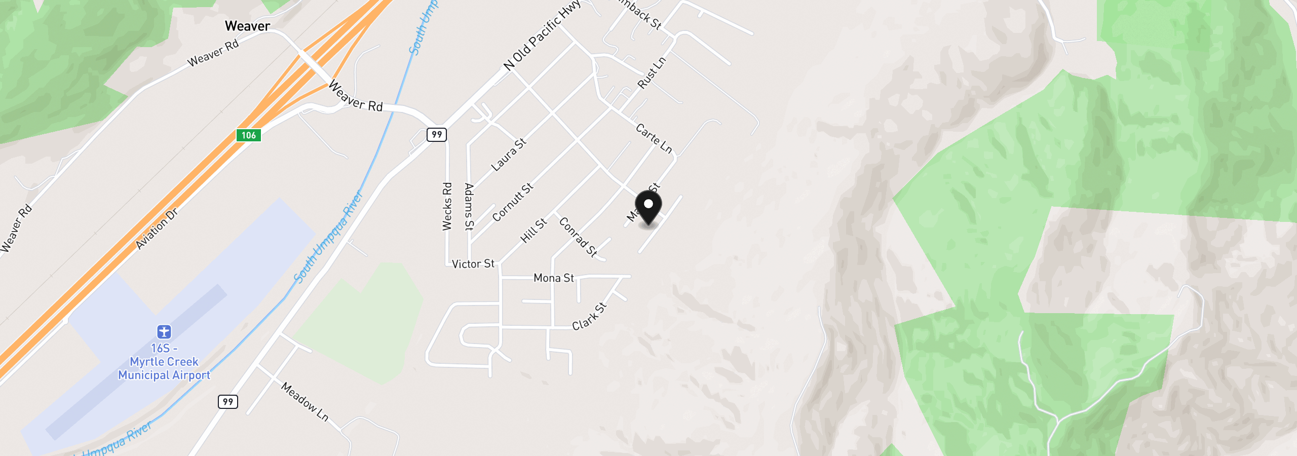 Map showing the location of 1003 Arburnia St, Myrtle Creek, OR 97457