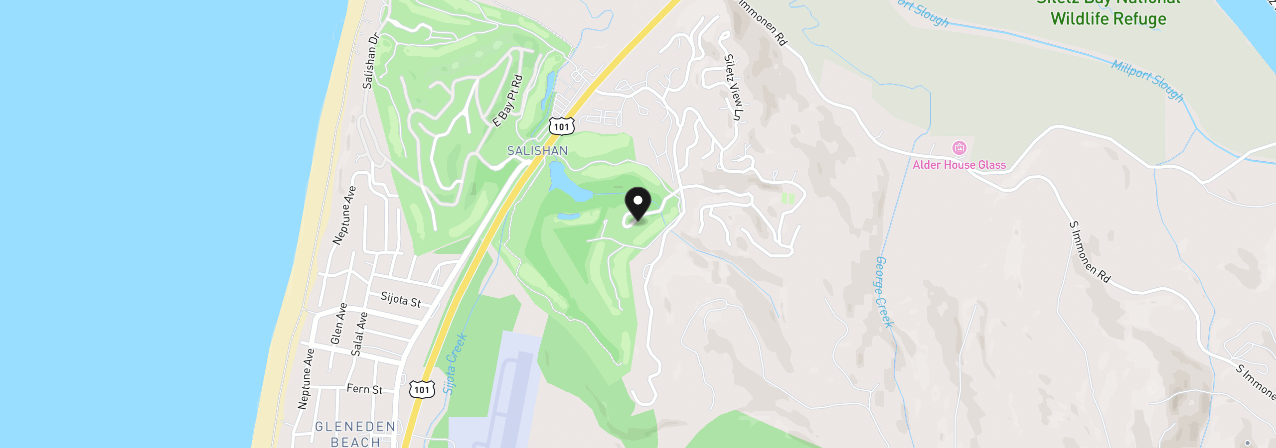 Map showing the location of 600 Island Dr #7, Gleneden Beach, OR 97388