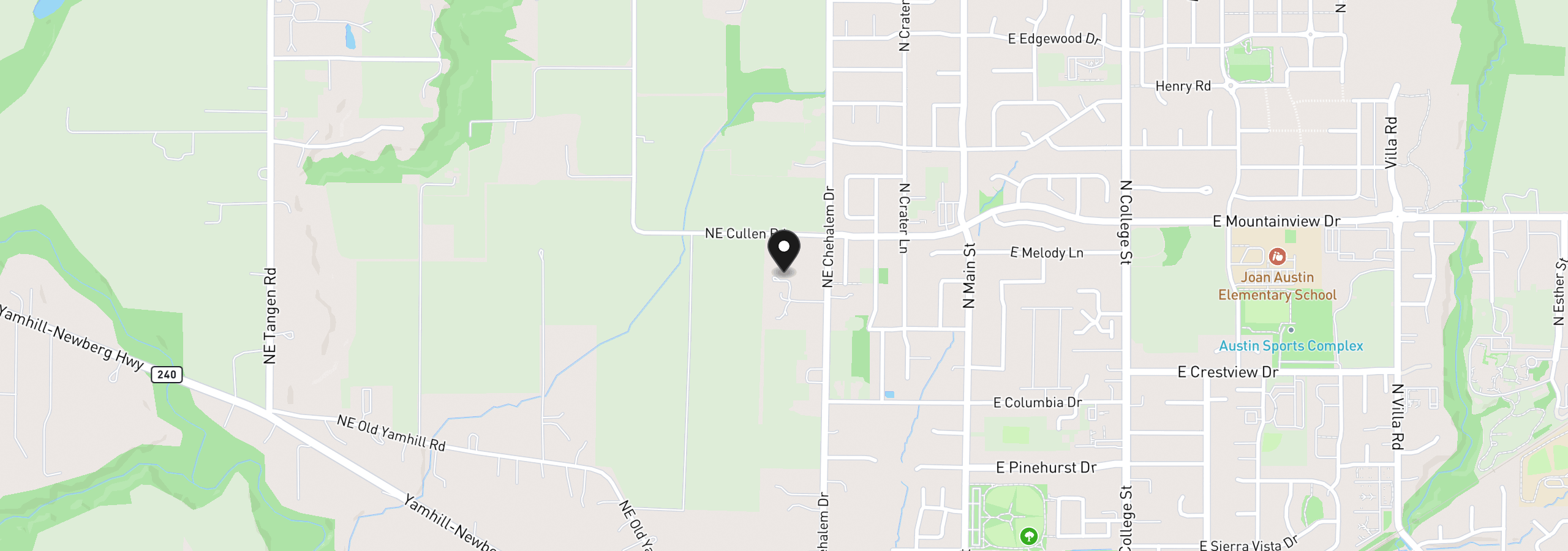 Map showing the location of 2043 NE Chehalem Dr, Newberg, OR 97132