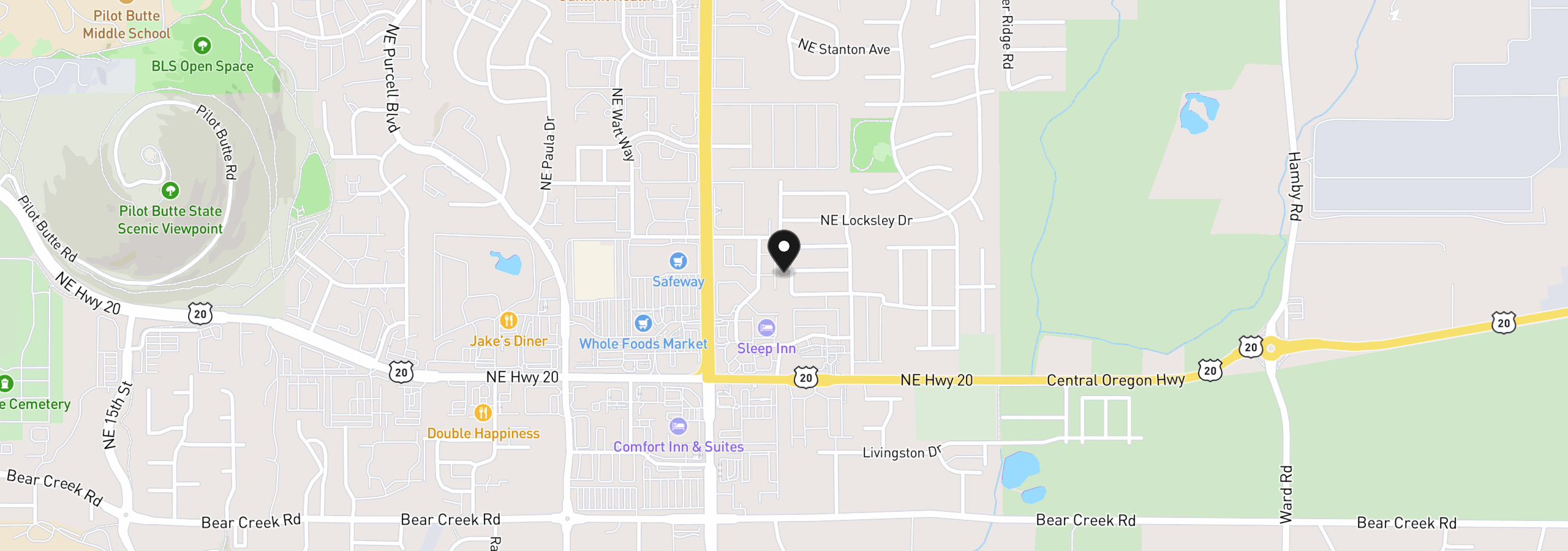 Map showing the location of 2840 NE Sedalia Loop, Bend, OR 97701