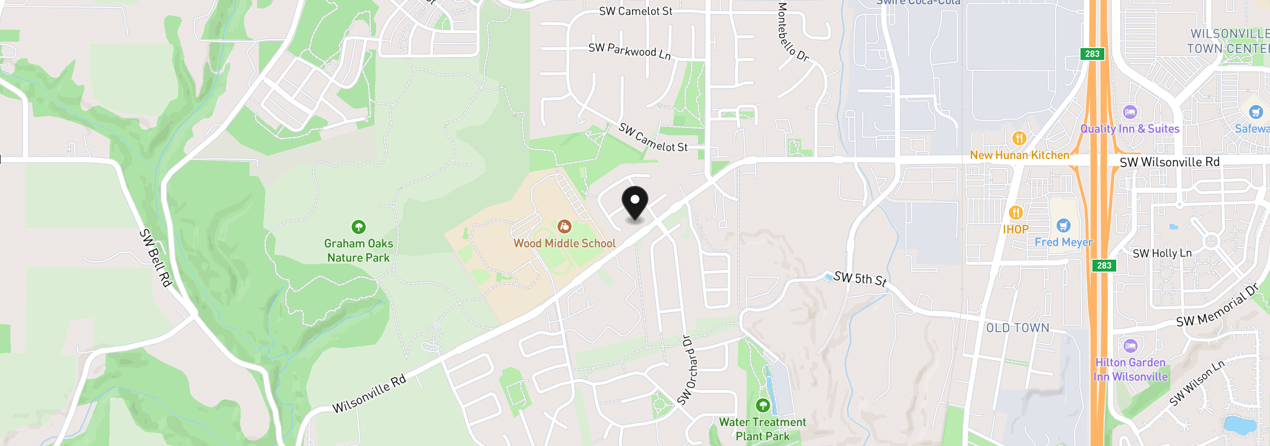 Map showing the location of 10925 SW Wilsonville Rd, Wilsonville, OR 97070