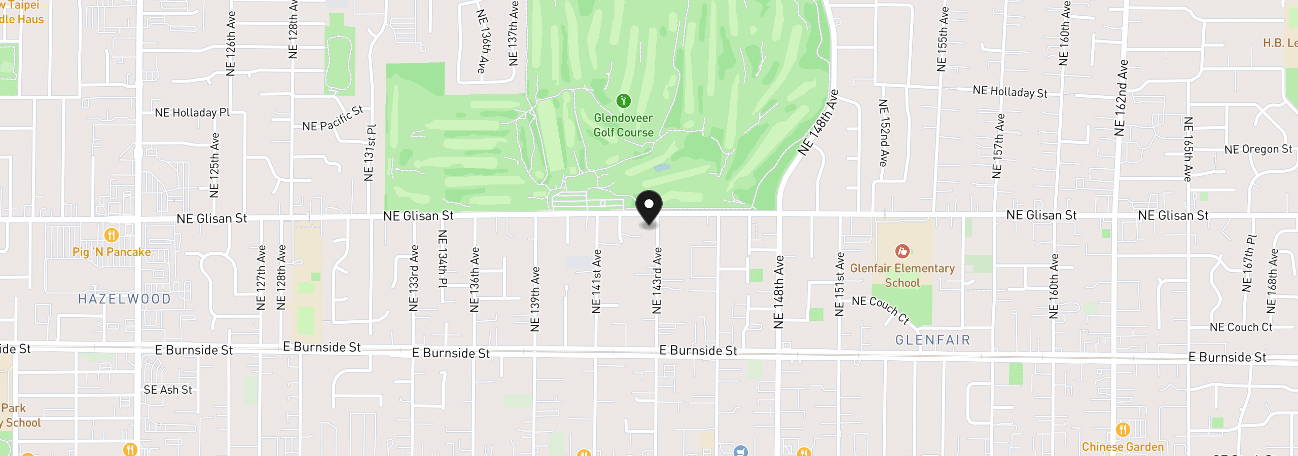 Map showing the location of 425 NE 143rd Ave, Portland, OR 97230