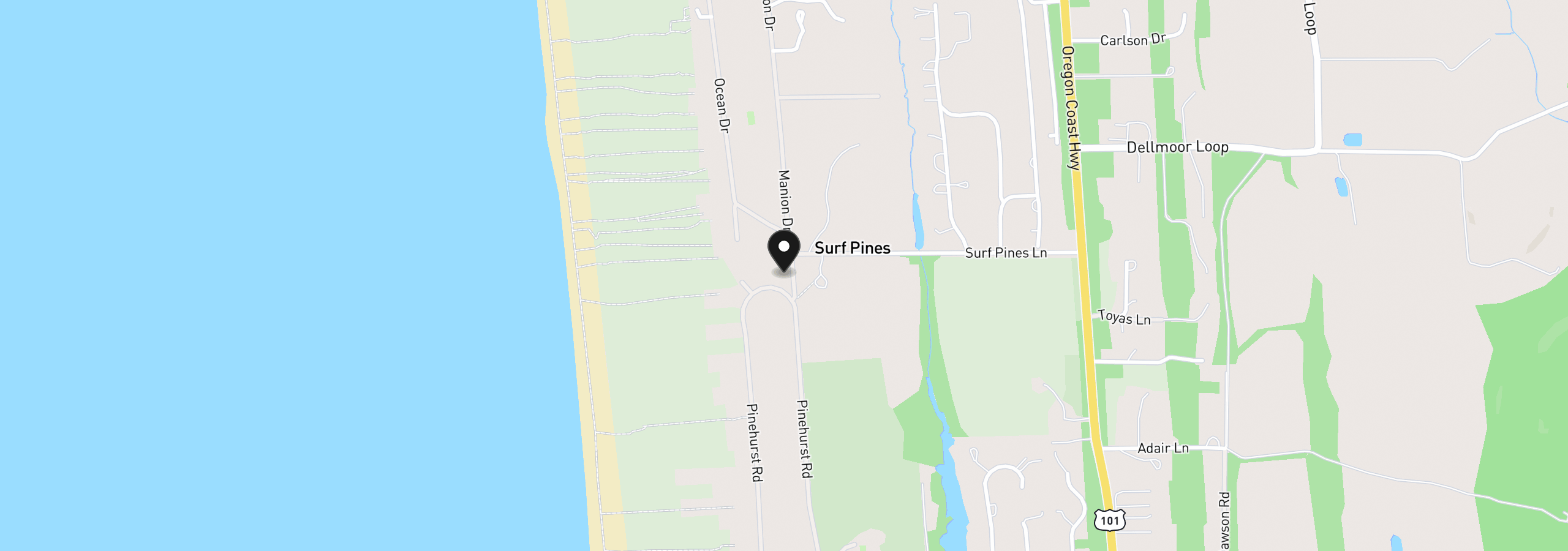 Map showing the location of 89079 Pinehurst Rd, Gearhart, OR 97138