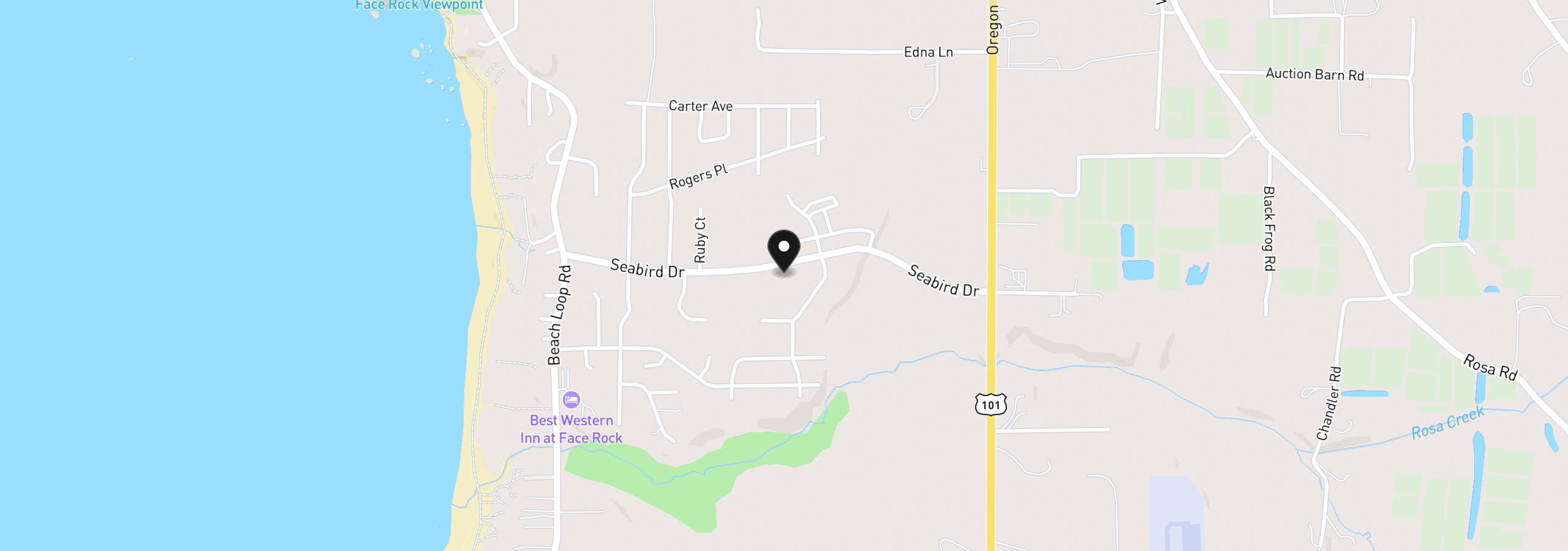 Map showing the location of 615 SW Seabird Dr, Bandon, OR 97411