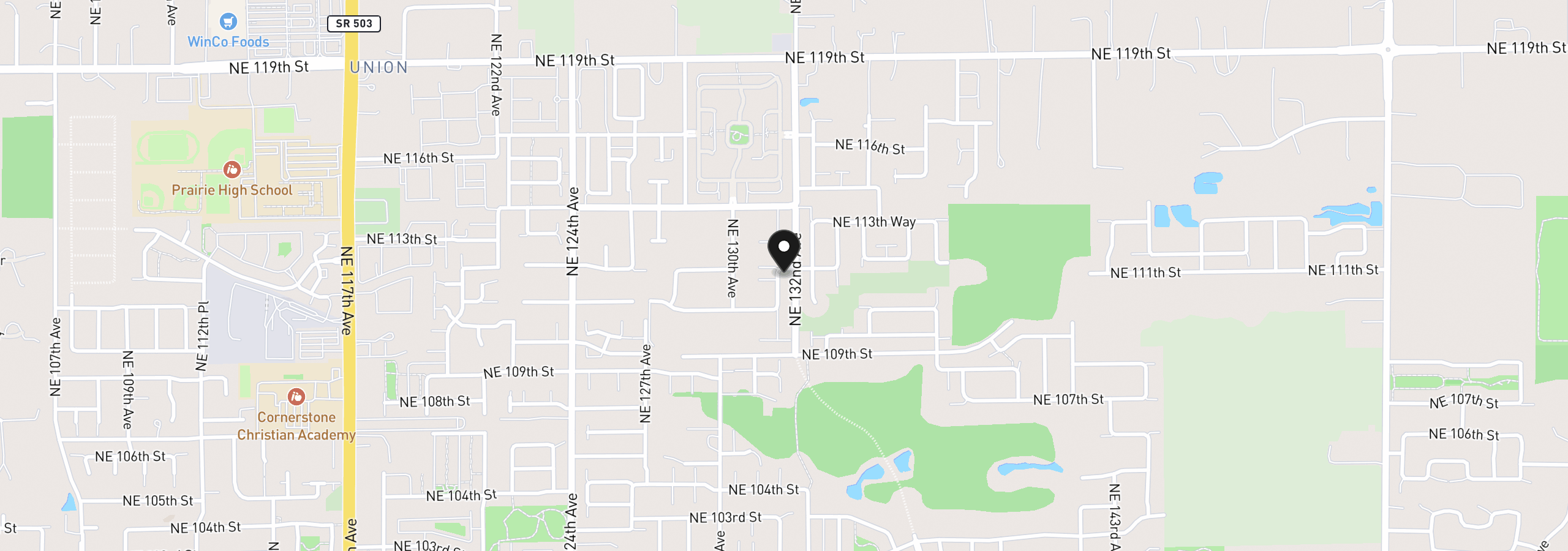 Map showing the location of 11125 NE 131st Ave, Vancouver, Wa 98682