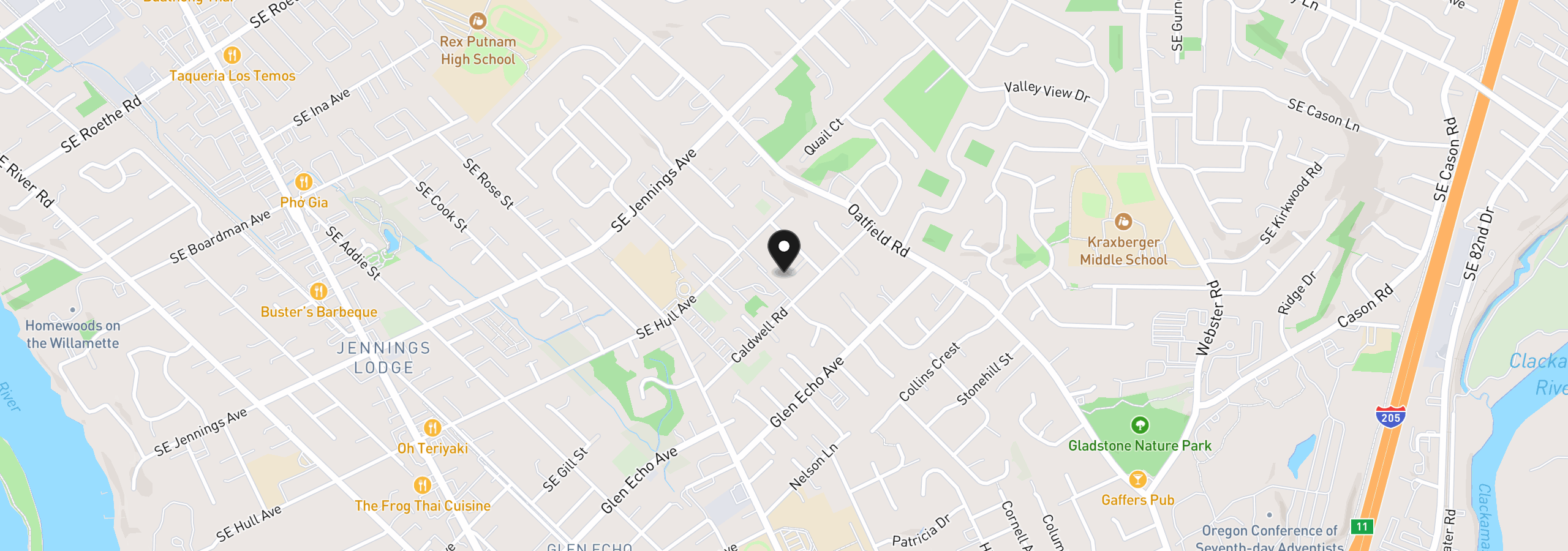 Map showing the location of 6635 Larissa Ln, Gladstone, OR 97027