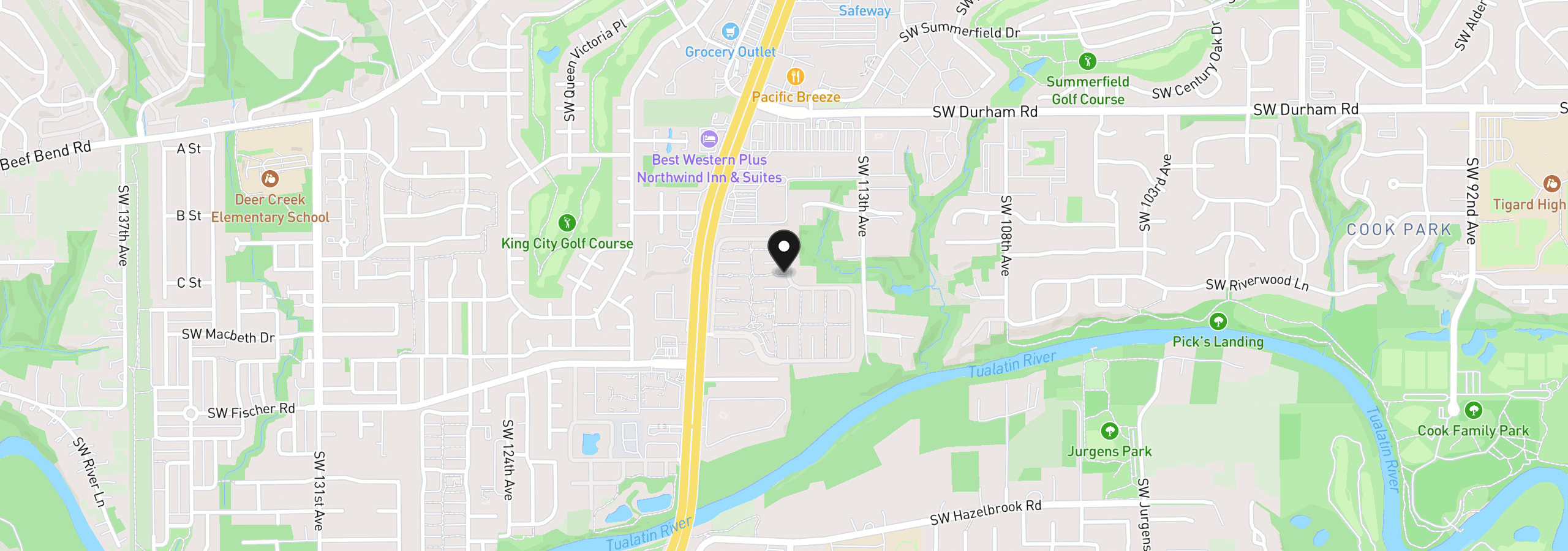 Map showing the location of 11448 SW Royal Villa Dr 167, Portland, OR 97224
