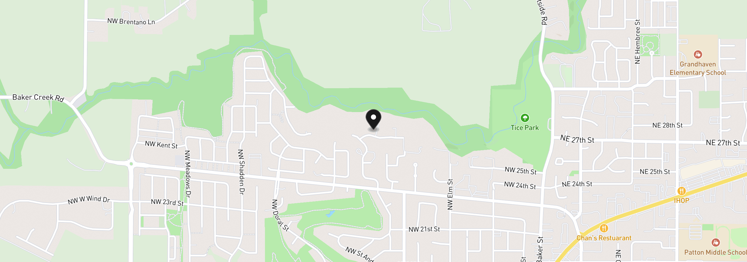 Map showing the location of 1081 NW Baker Crest Ct, McMinnville, OR 97128